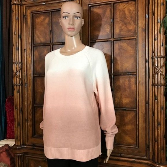 LOFT 100% Cotton Canyon Rose Ombre Sweater - Picture 2 of 13